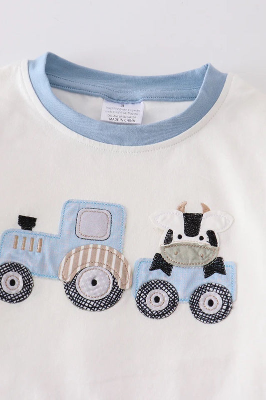 Blue Tractor Cow 2pc Set