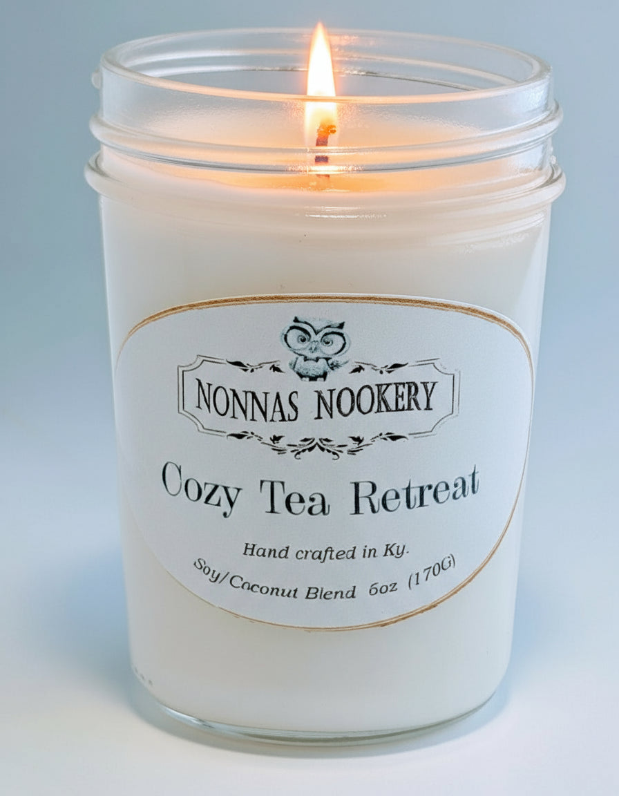 "Cozy Tea Retreat"- 8oz. Candle