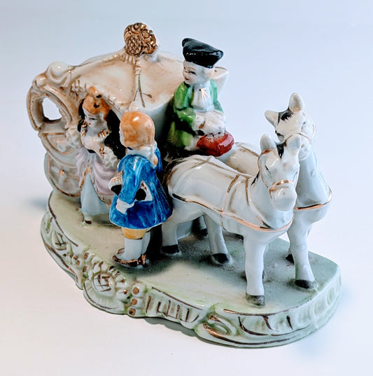 Victorian Themed Porcelain Horse and Carriage- Vintage Collectable